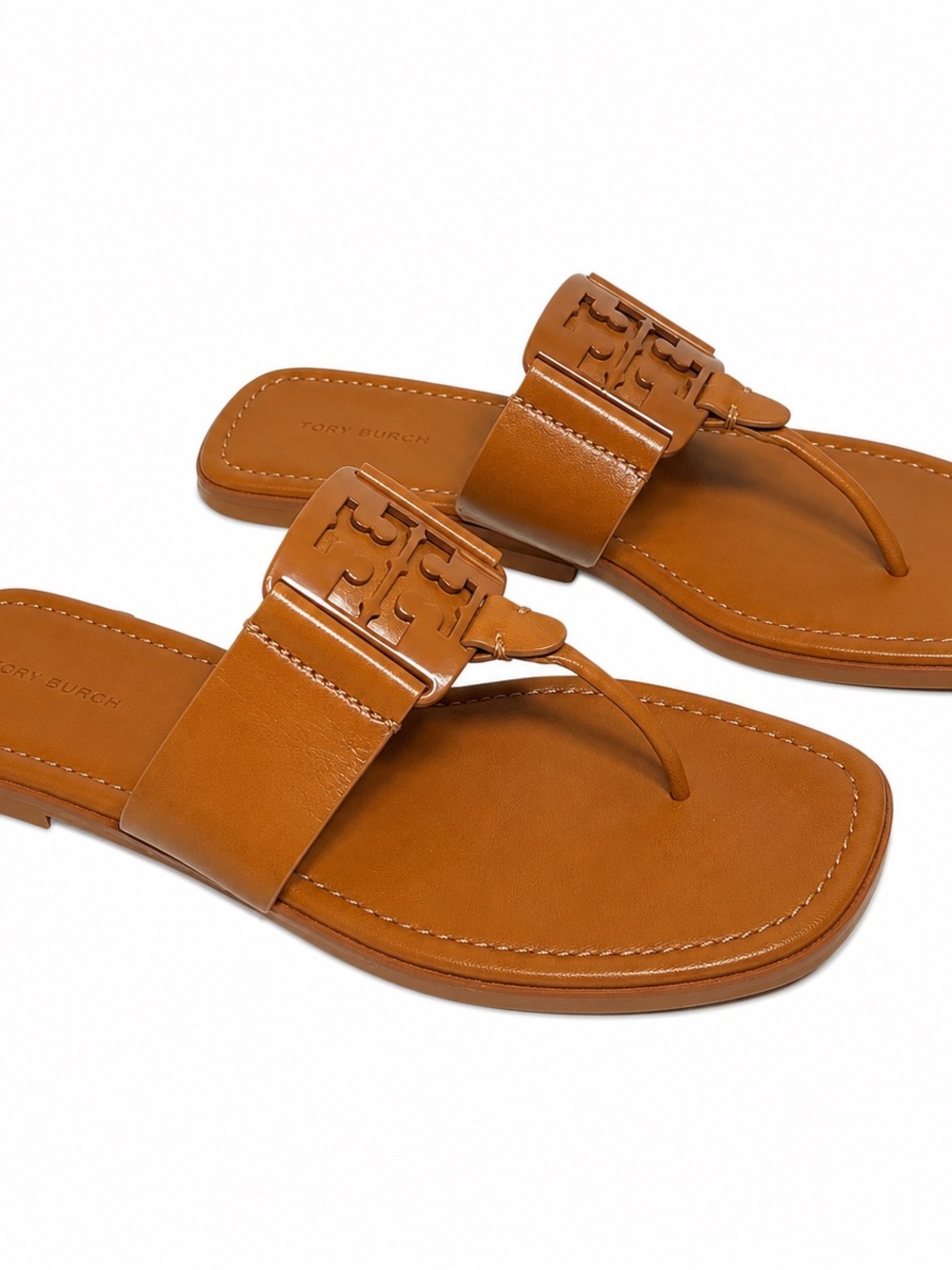 NEW Tory Burch Georgia Sandals Bourbon Calf Leather 157449 Size 8 - Picture 2 of 8